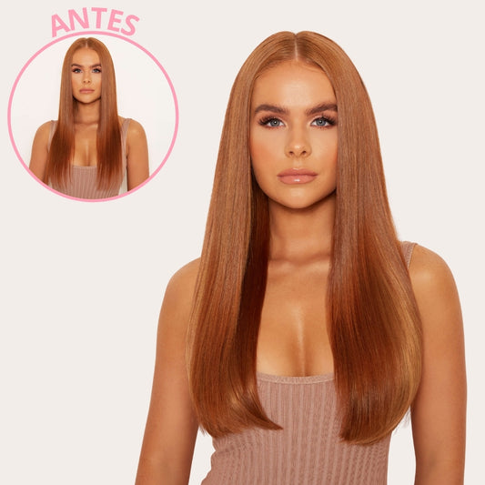 Extensiones Lisas Con Hilo Invisible y clips 45cm