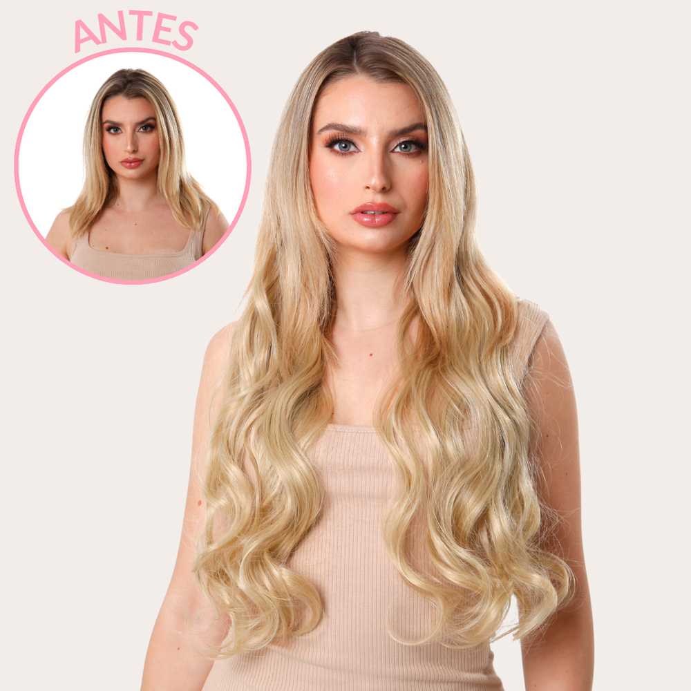 Extensiones Onduladas Con Hilo Invisible y clips 50cm