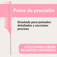 Peine de Estilista Profesional con Punta Metálica - Rosa