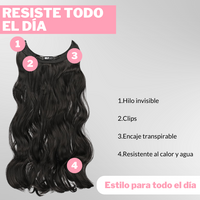 Extensiones Onduladas Con Hilo Invisible y clips 50cm