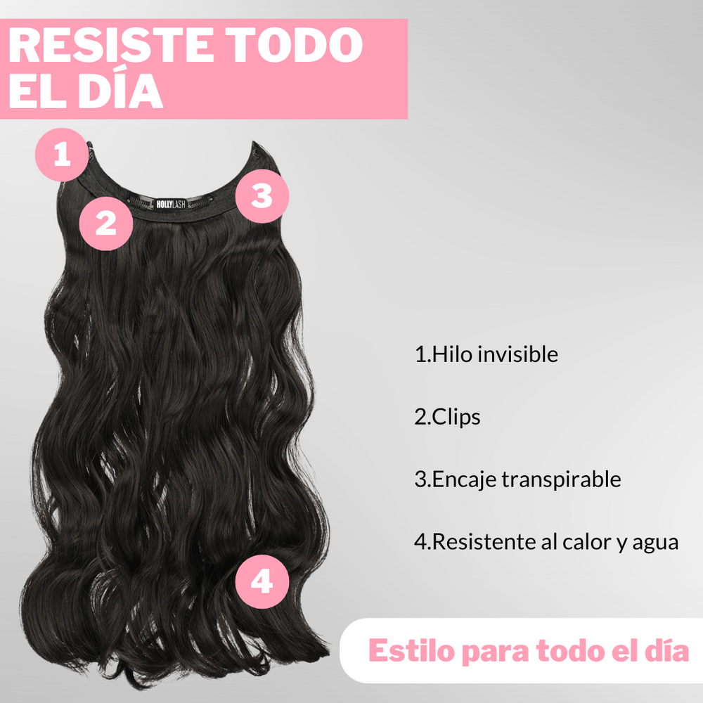 Extensiones Onduladas Con Hilo Invisible y clips 50cm