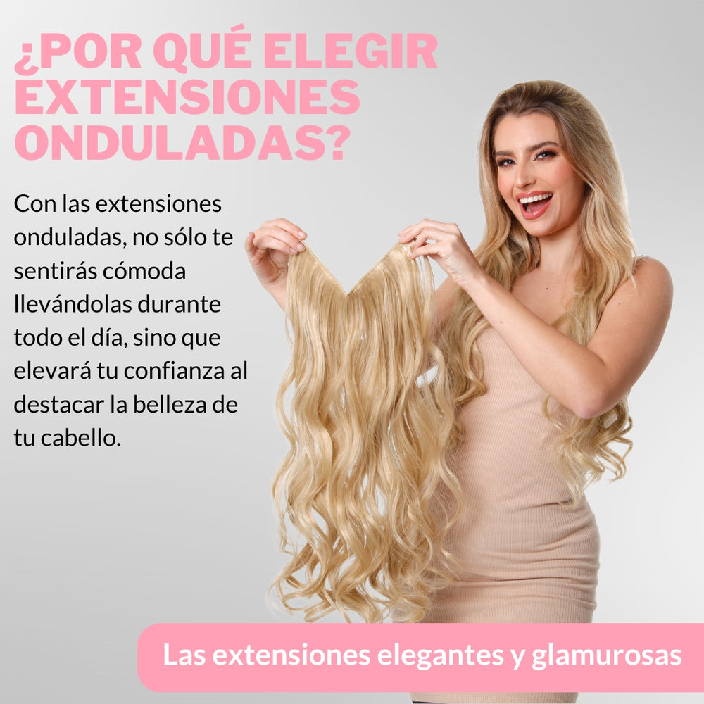Extensiones Onduladas Con Hilo Invisible y clips 50cm