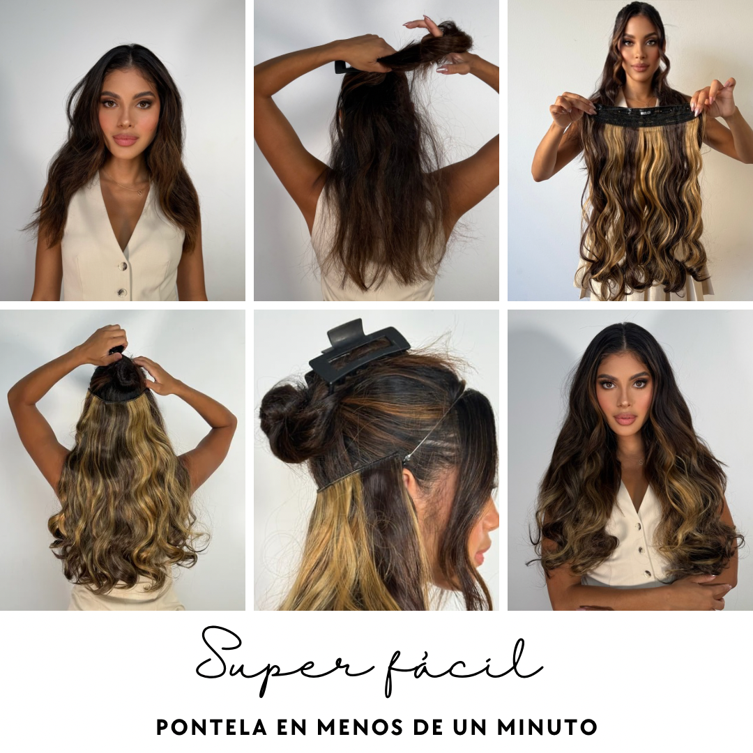 Extensiones Onduladas Con Hilo Invisible y clips 50cm