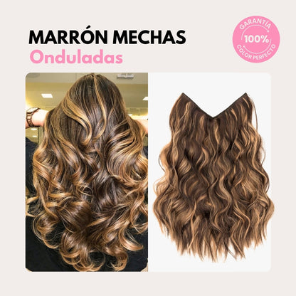 Extensiones Onduladas Con Hilo Invisible y clips 50cm