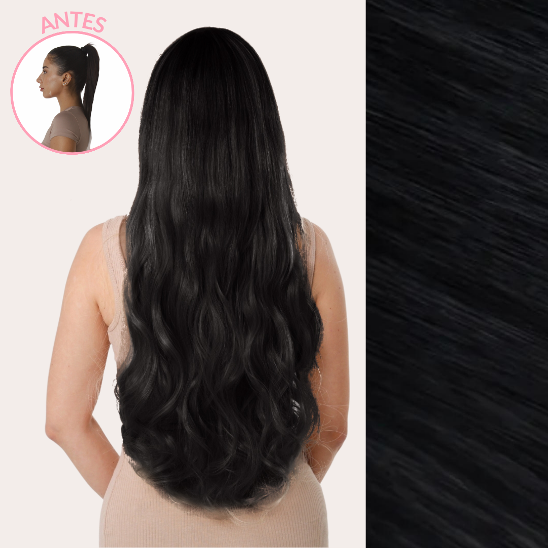 Extensiones Onduladas Con Hilo Invisible y clips 50cm