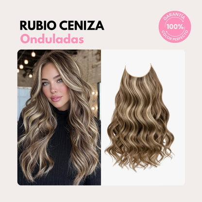Extensiones Onduladas Con Hilo Invisible y clips 50cm