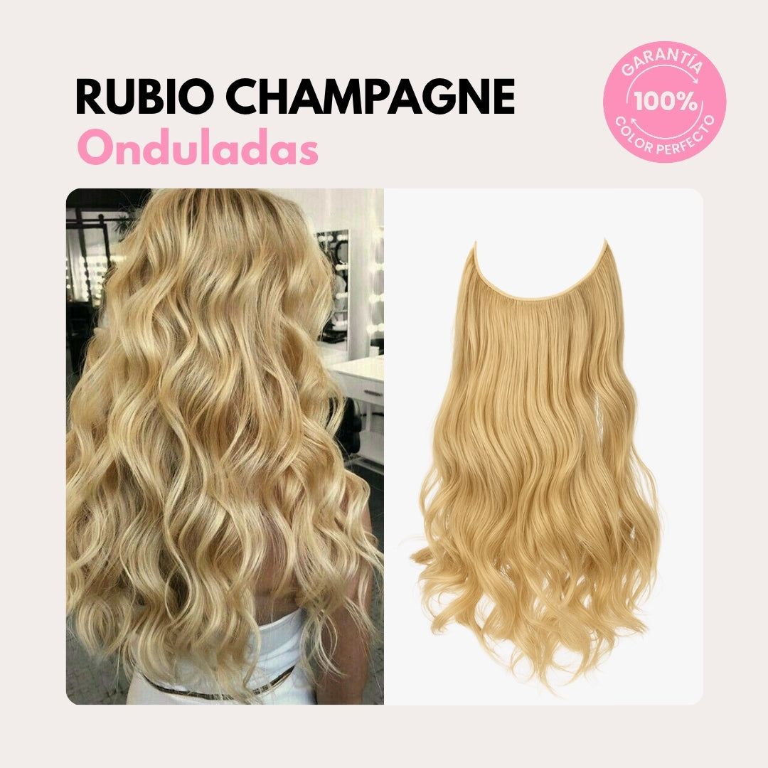 Extensiones Onduladas Con Hilo Invisible y clips 50cm